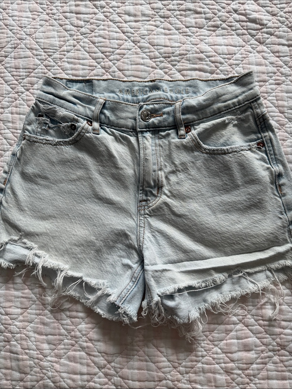 American Eagle Outfitters Light Blue Distressed Denim Shorts